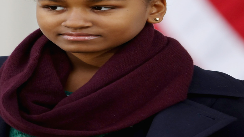 Sasha Obama wearing a scarf