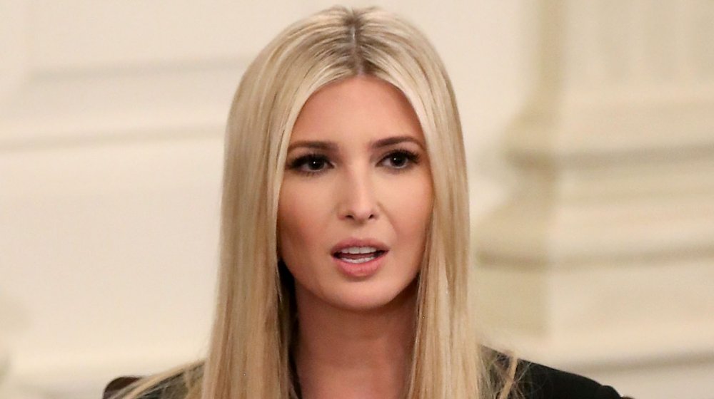 Ivanka Trump speaking with a serious expression