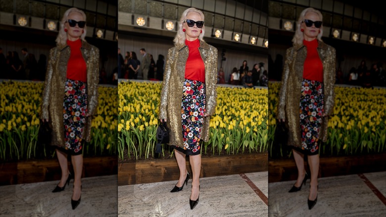 Pamela Anderson at the Carolina Herrera fashion show in 2026.