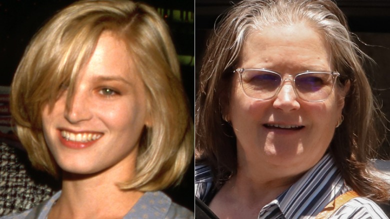Split image of younger and older Bridget Fonda