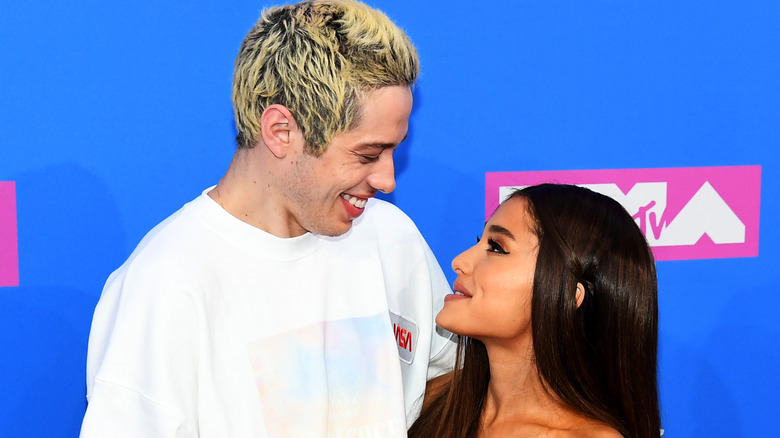 Pete Davidson and Ariana Grande gazing into each other's eyes