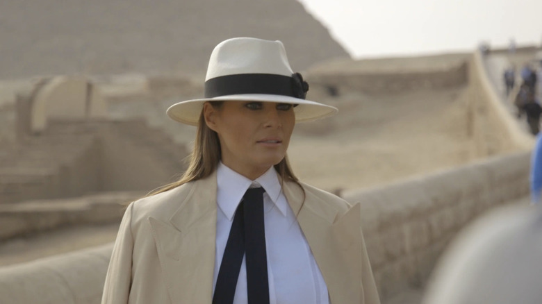 Melania Trump wearing white fedora in Egypt
