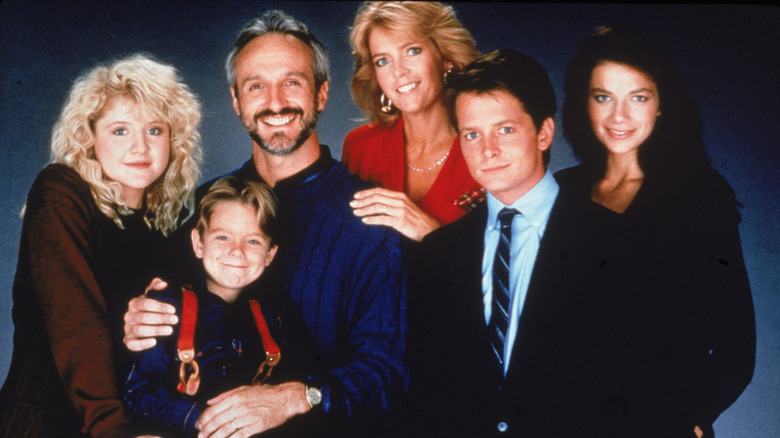 A promo picture of the Family Ties cast, circa 1989