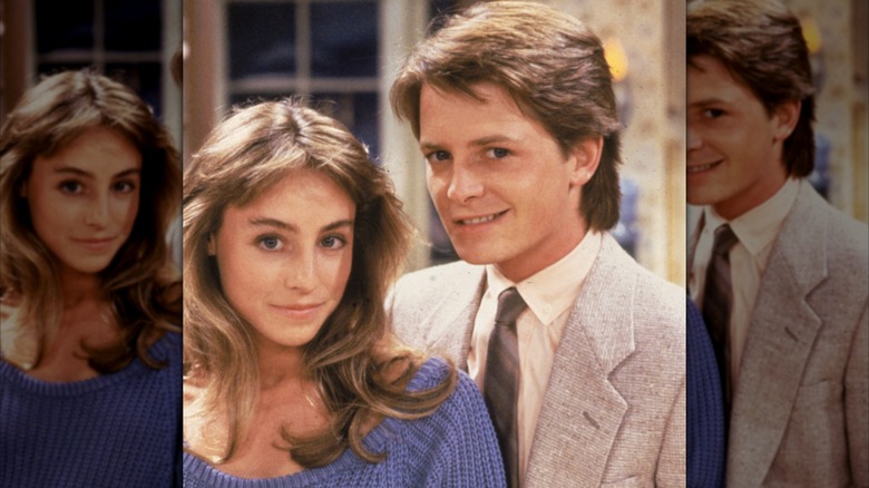 Michael J Fox and Tracy Pollan on the set of Family Ties