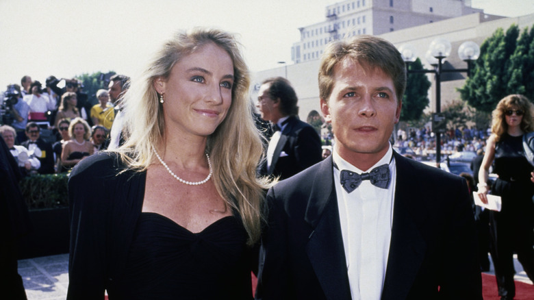 Tracy Pollan and Michael J Fox at the 1988 Emmy Awards