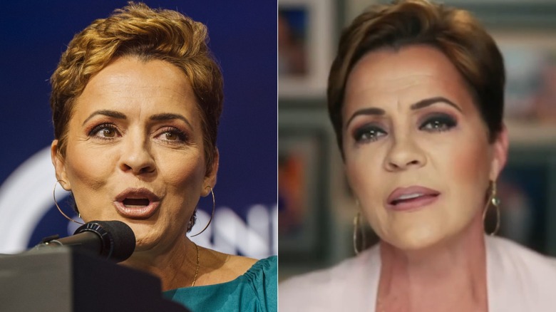 Kari Lake in a split image