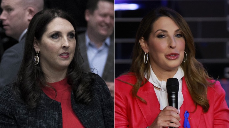 Former RNC chair Ronna McDaniel in a split image