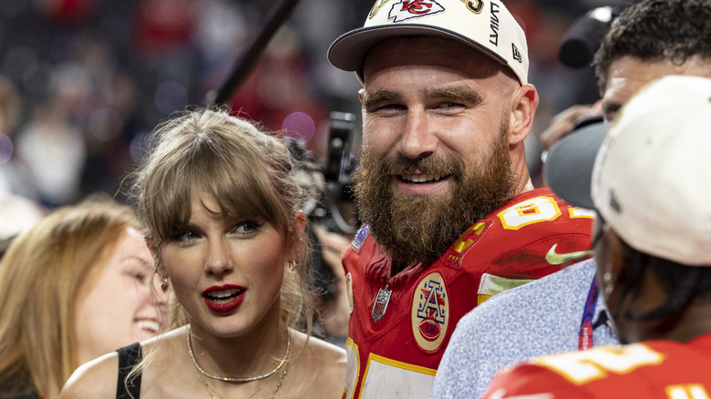 Taylor Swift and Travis Kelce at the Super Bowl