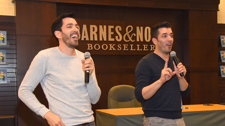 Property Brothers laughing at bookstore