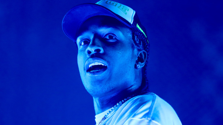 A$AP Rocky on stage, mouth open