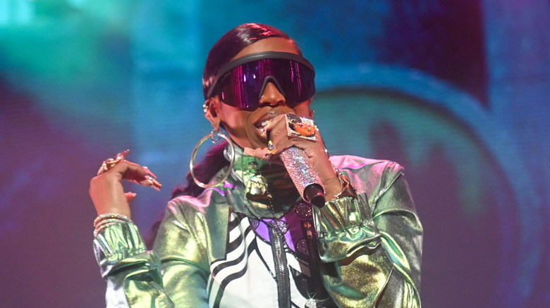 Missy Elliott performing on stage