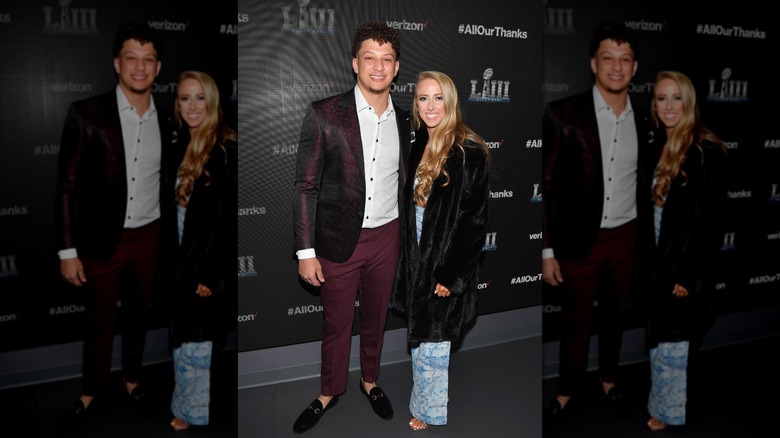 Brittany Matthews Patrick Mahomes premiere black coat