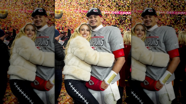 Brittany Mahomes 2025 football game football pants