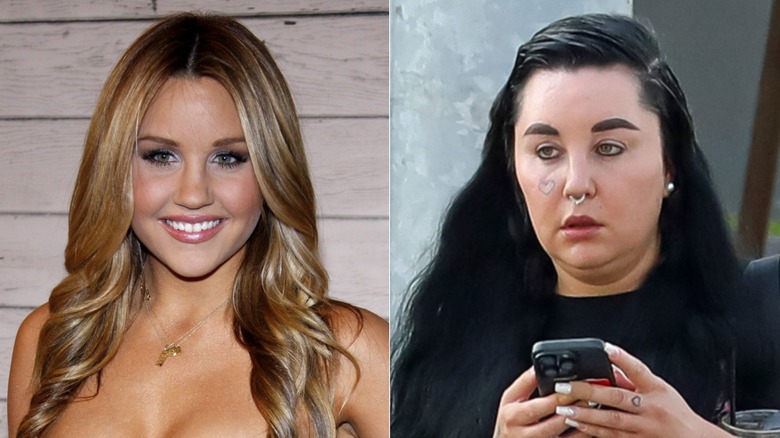 Split image of Amanda Bynes smiling at an event and Amanda Bynes walking