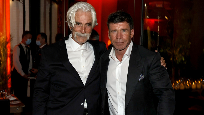 Sam Elliott posing with Taylor Sheridan.