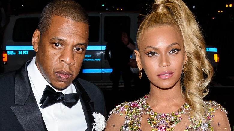 Beyonce and Jay-Z staring