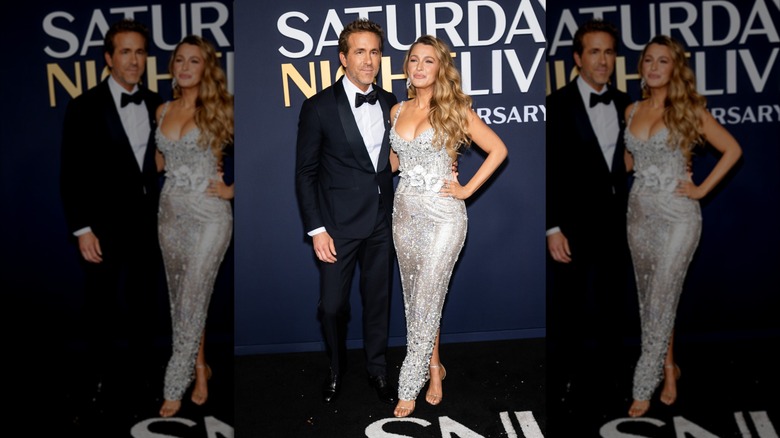 Ryan Reynolds (L) and Blake Lively attending the SNL50: The Anniversary Special at 30 Rockefeller Center