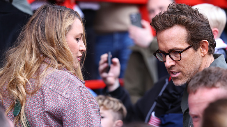 Blake Lively and Ryan Reynolds attend a Wrexham football match