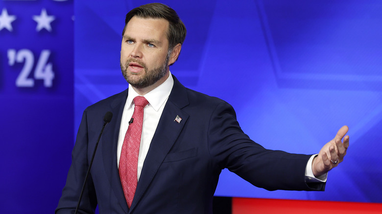 JD Vance participating in a debate at the CBS Broadcast Center