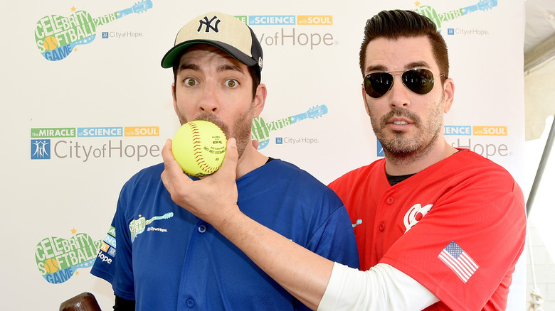 Andrew and Jonathan Scott arriving at the 28th annual City of Hope Celebrity Softball Game.