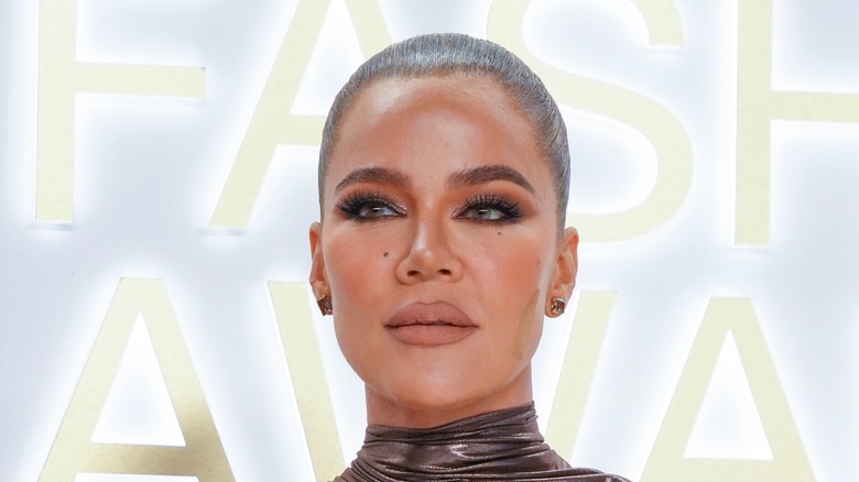 Khloe Kardashian hair slicked back