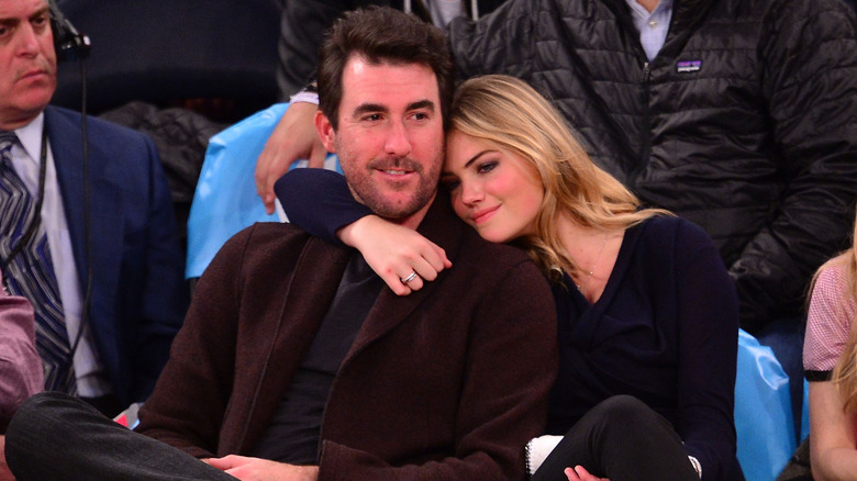 Kate Upton and Justin Verlander courtside.