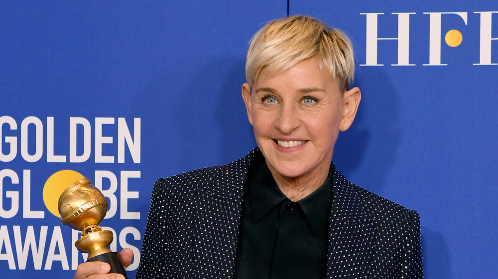 Ellen DeGeneres poses with Golden Globe