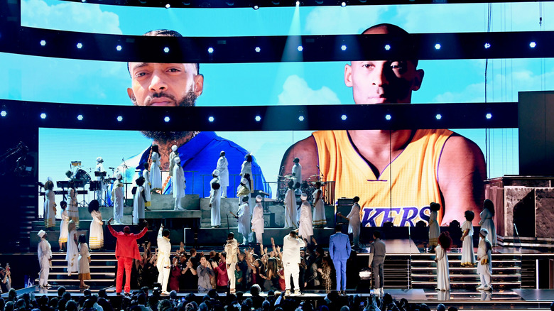 John Legend, DJ Khaled, YG, Roddy Ricch paying tribute to Nipsey Hussle at the 2020 Grammys