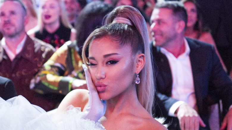 Ariana Grande making a kissy face
