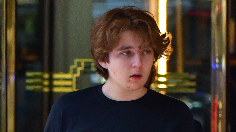 Barron Trump long auburn hair