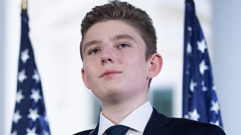 Barron Trump black suit tie