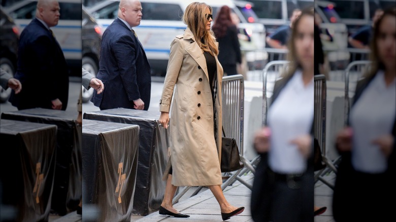 Melania Trump wearing trench coat