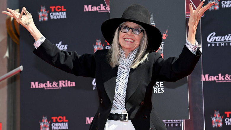 Diane Keaton posing on the red carpet.