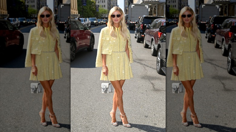 Nicky Hilton posing for pictures in New York City.