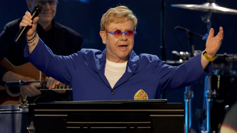 Elton John on stage in 2025.