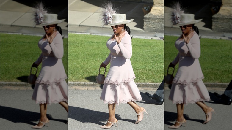 Oprah pictured arriving at Meghan Markle and Prince Harry's wedding.