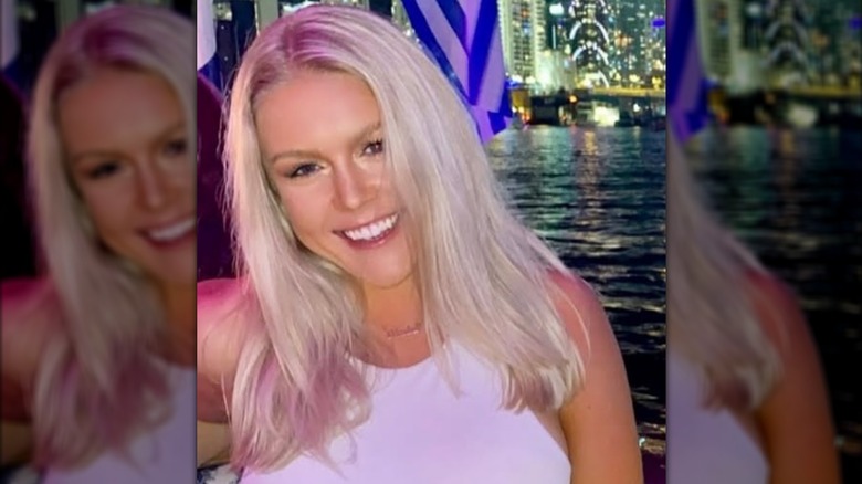 Karoline Leavitt smiling out for dinner