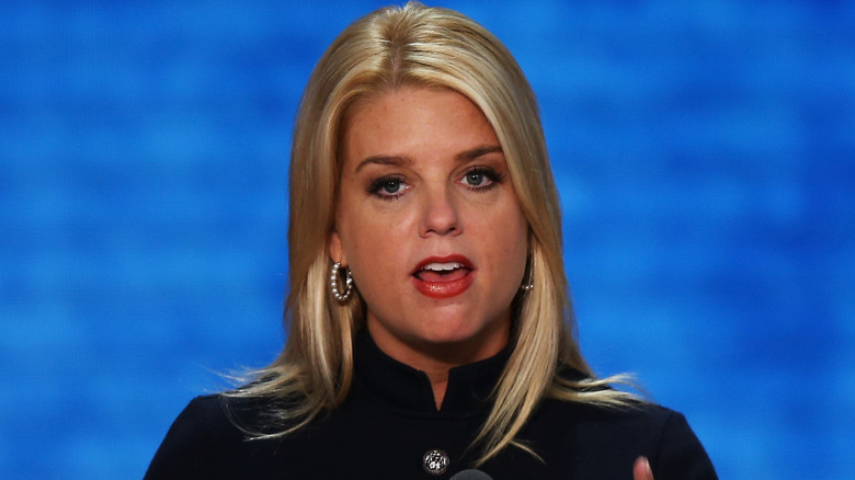 Pam Bondi speaking at RNC in a black top