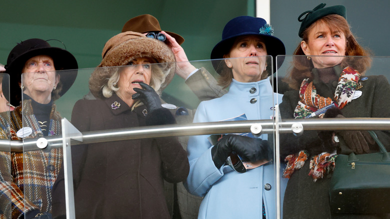 Queen Camilla accompanied by her Queen's Companions