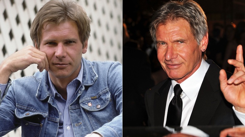 Harrison Ford '70s, left, and 2000s, right