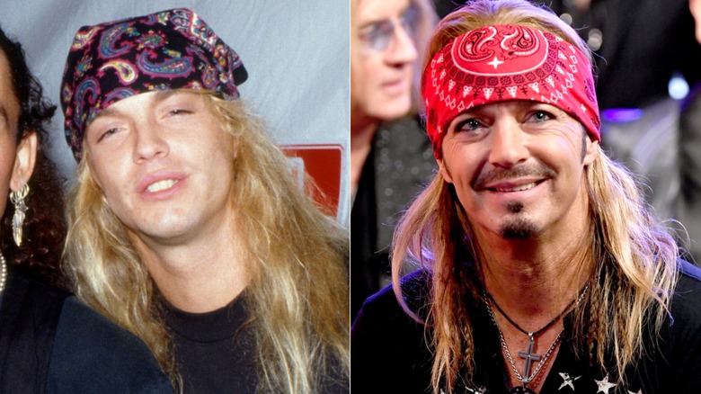Split image of Bret Michaels smiling in the 1980s, and Bret Michaels smiling in the 2020s
