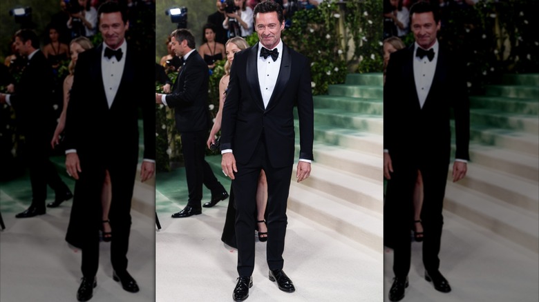 Hugh Jackman at the 2024 Met Gala in a tuxedo.