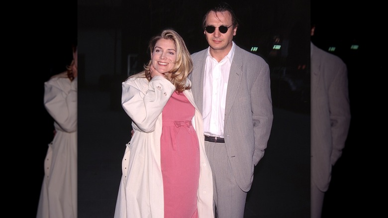 Liam Neeson and Natasha Richardson pose together during their second pregnancy.