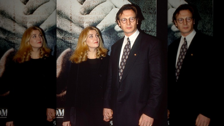 Natasha Richardson gazes at Liam Neeson at the Paris premiere of "Schindler's List."