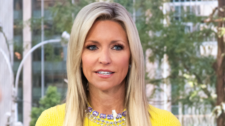 Ainsley Earhardt in a yellow dress on the set of Fox & Friends
