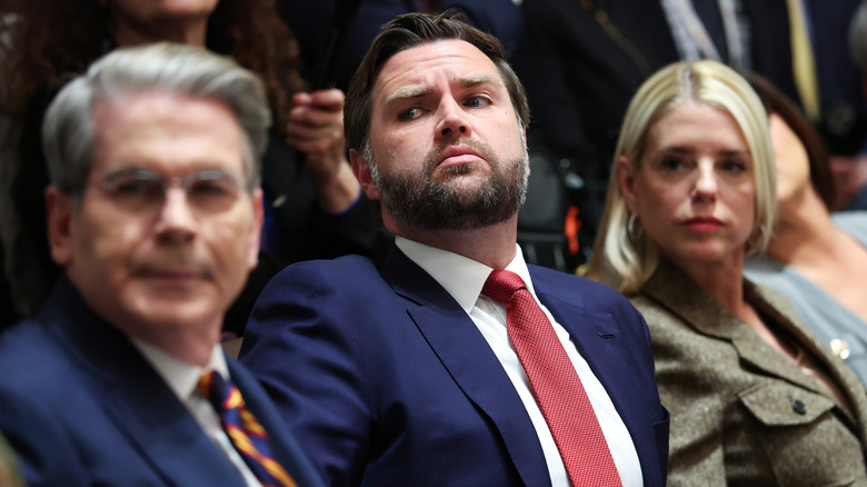 JD Vance sits between Scott Bessent and Pam Bondi
