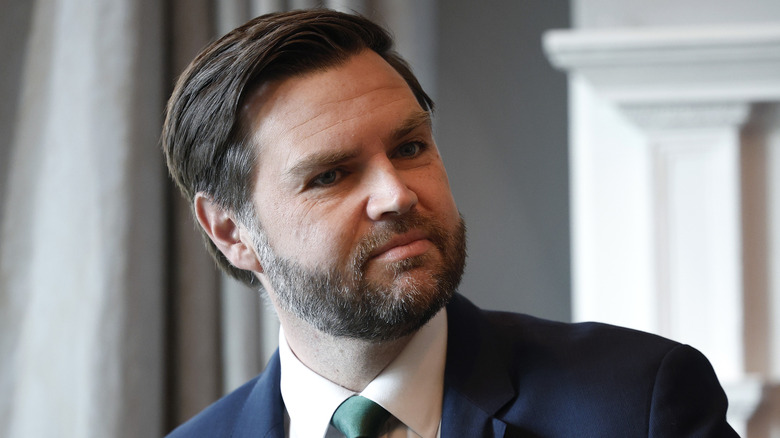 JD Vance listening to Micheál Martin in March 2025