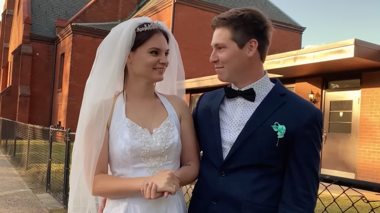 Julia Trubkina and Brandon Gibbs during their wedding