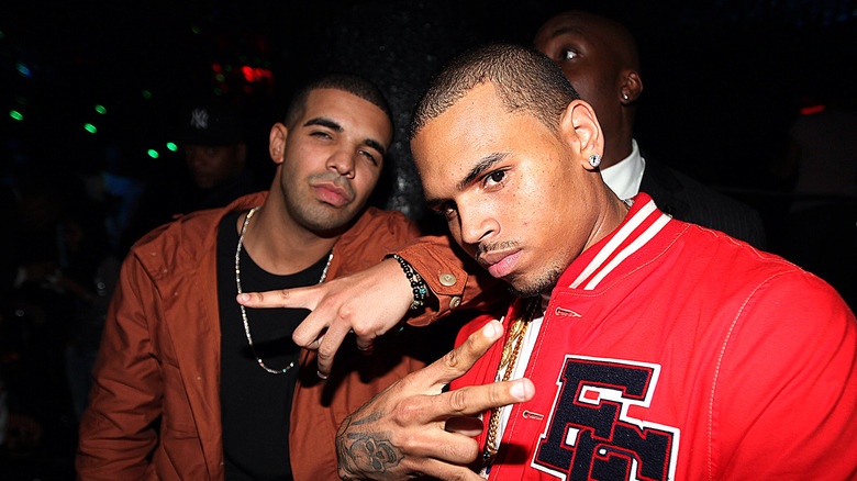 Chris Brown and Drake, both posing