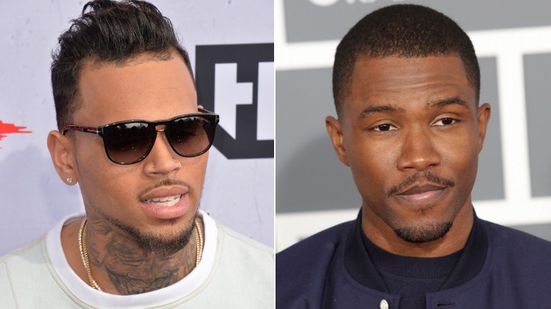Chris Brown and Frank Ocean, both posing